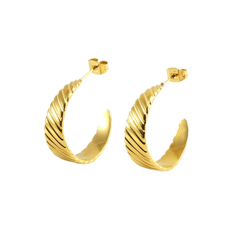 316L Stainless Steel Electroplated Geometric Ushaped Retro Style Earrings - Image 5