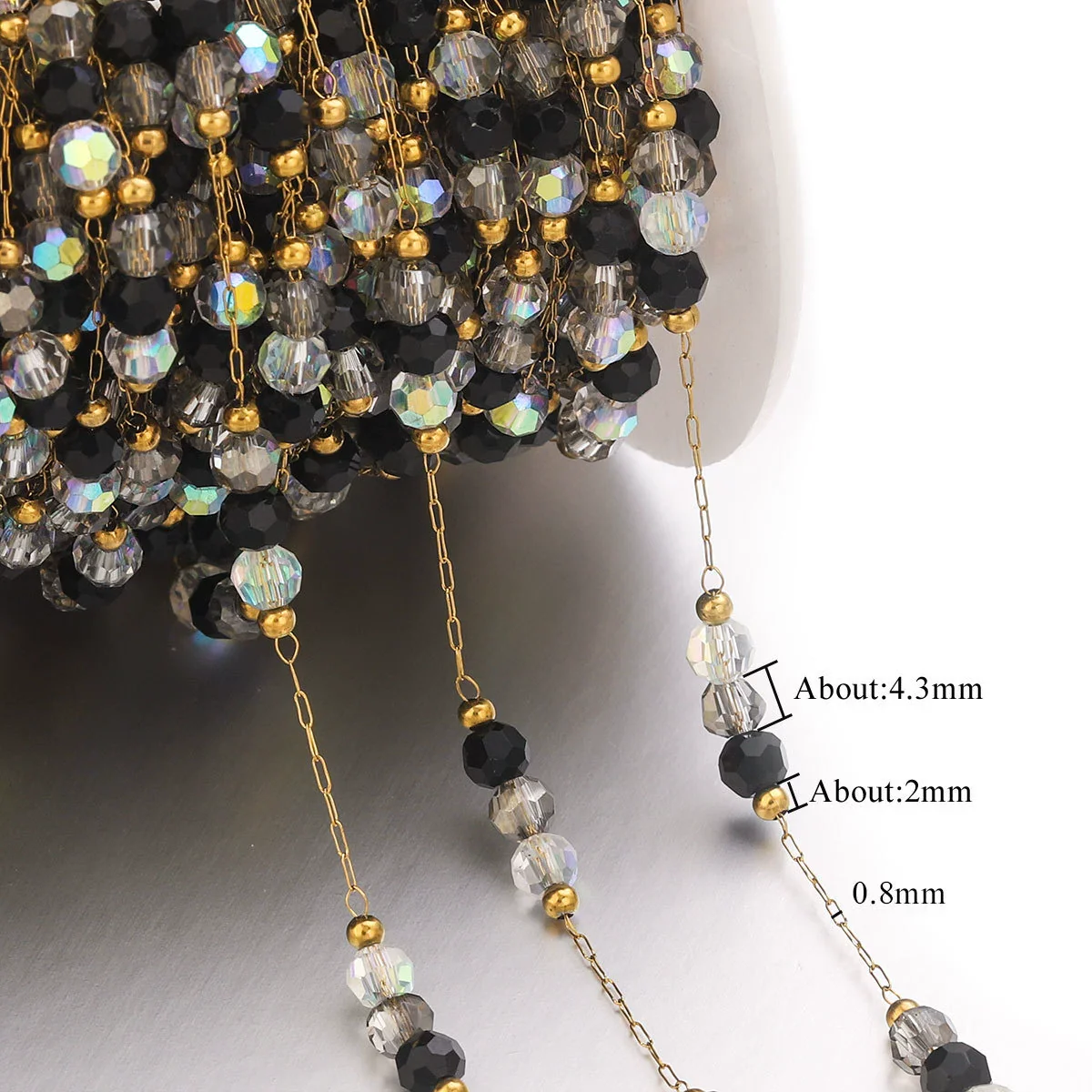 Stainless Steel Electroplated Gold Natural Stone Crystal Clip Bead Chain Diy Jewelry Accessories Bracelet Necklace - Image 11