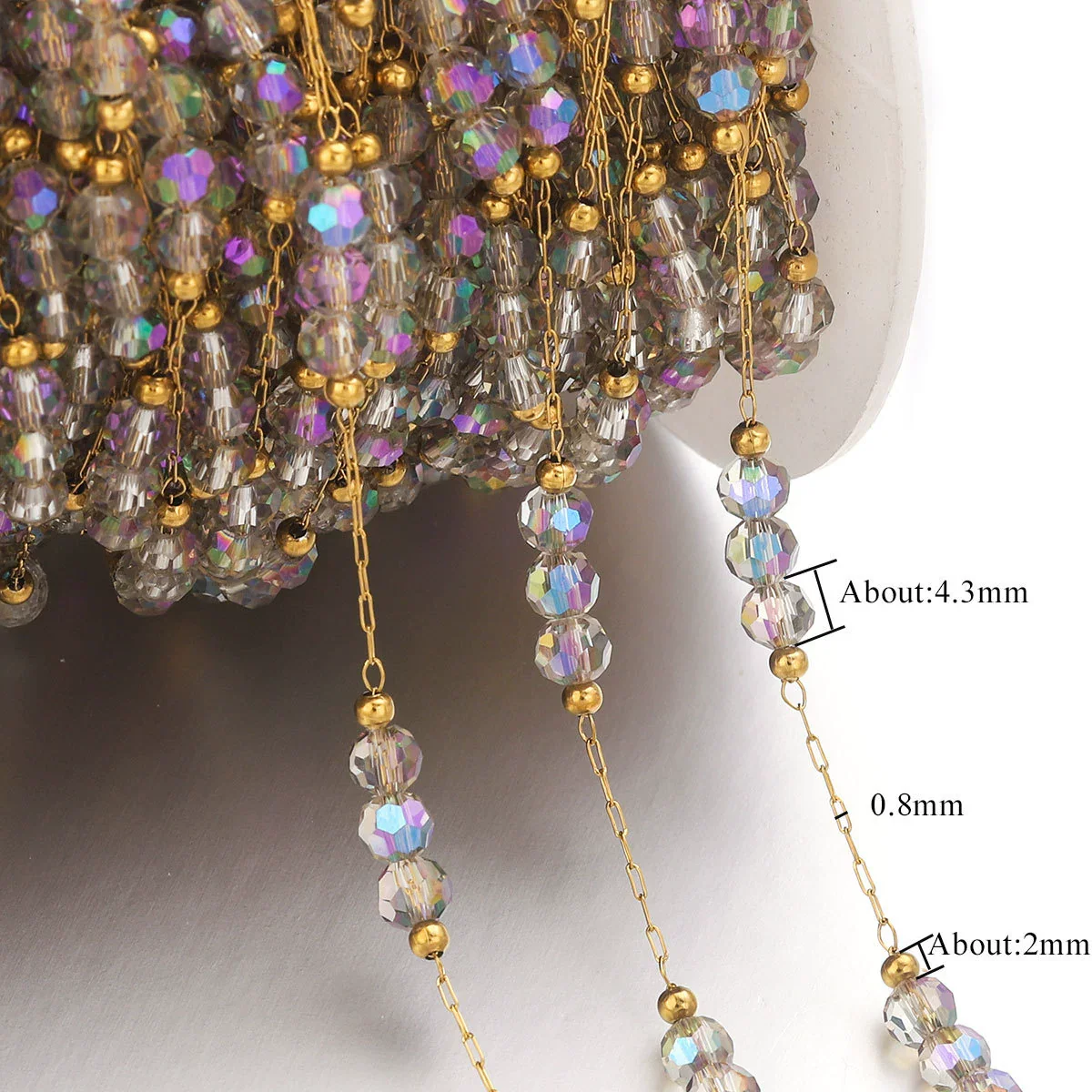 Stainless Steel Electroplated Gold Natural Stone Crystal Clip Bead Chain Diy Jewelry Accessories Bracelet Necklace - Image 13