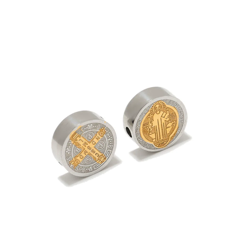 Stainless Steel Embossed Round Cake Beads Jewelry Accessories For Diy Necklace Bracelet Pendant - Image 4