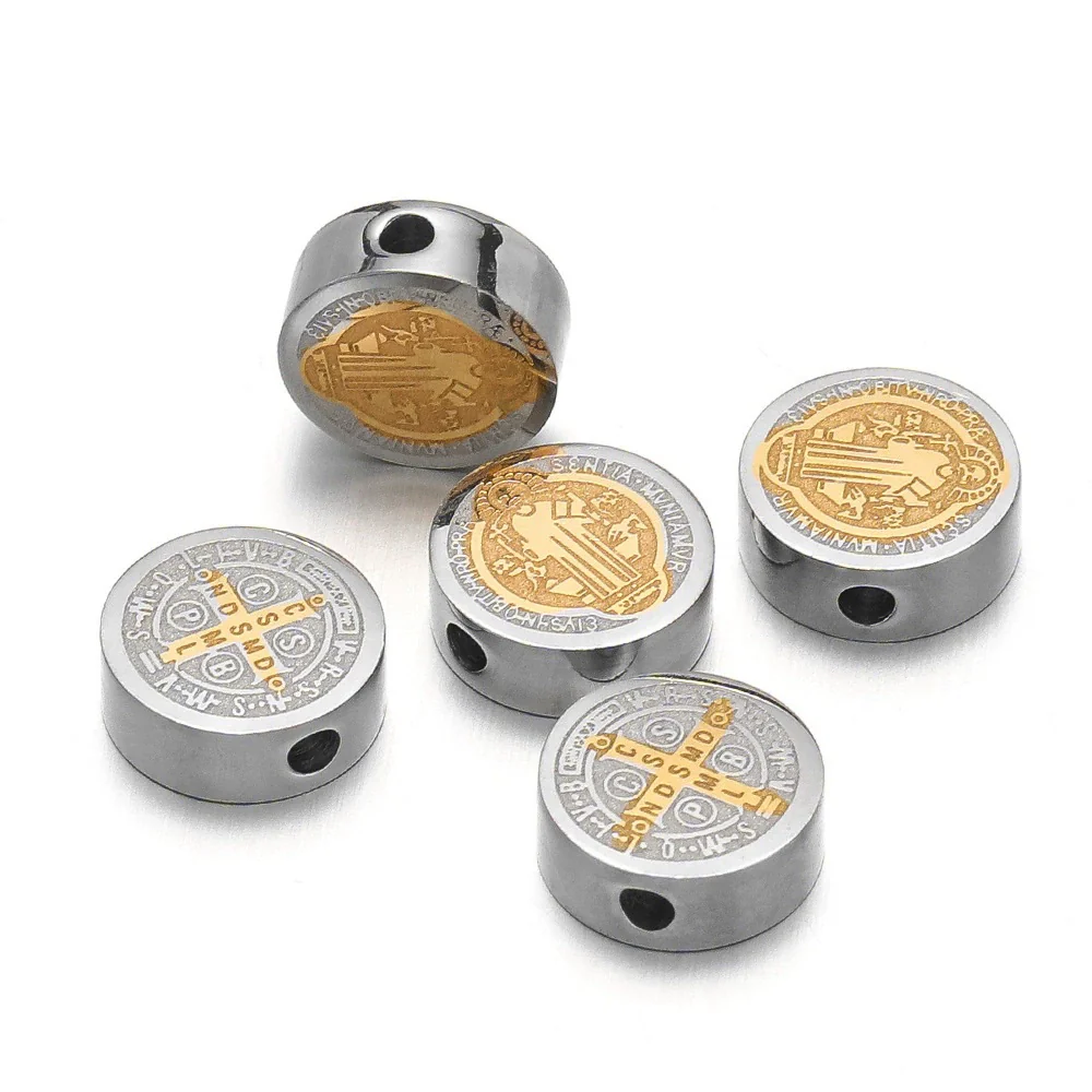 Stainless Steel Embossed Round Cake Beads Jewelry Accessories For Diy Necklace Bracelet Pendant - Image 7