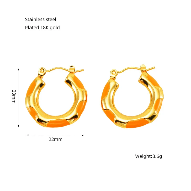316L Stainless Steel Enamel Drop Glaze Geometric Electroplated Earrings For Women - Image 8