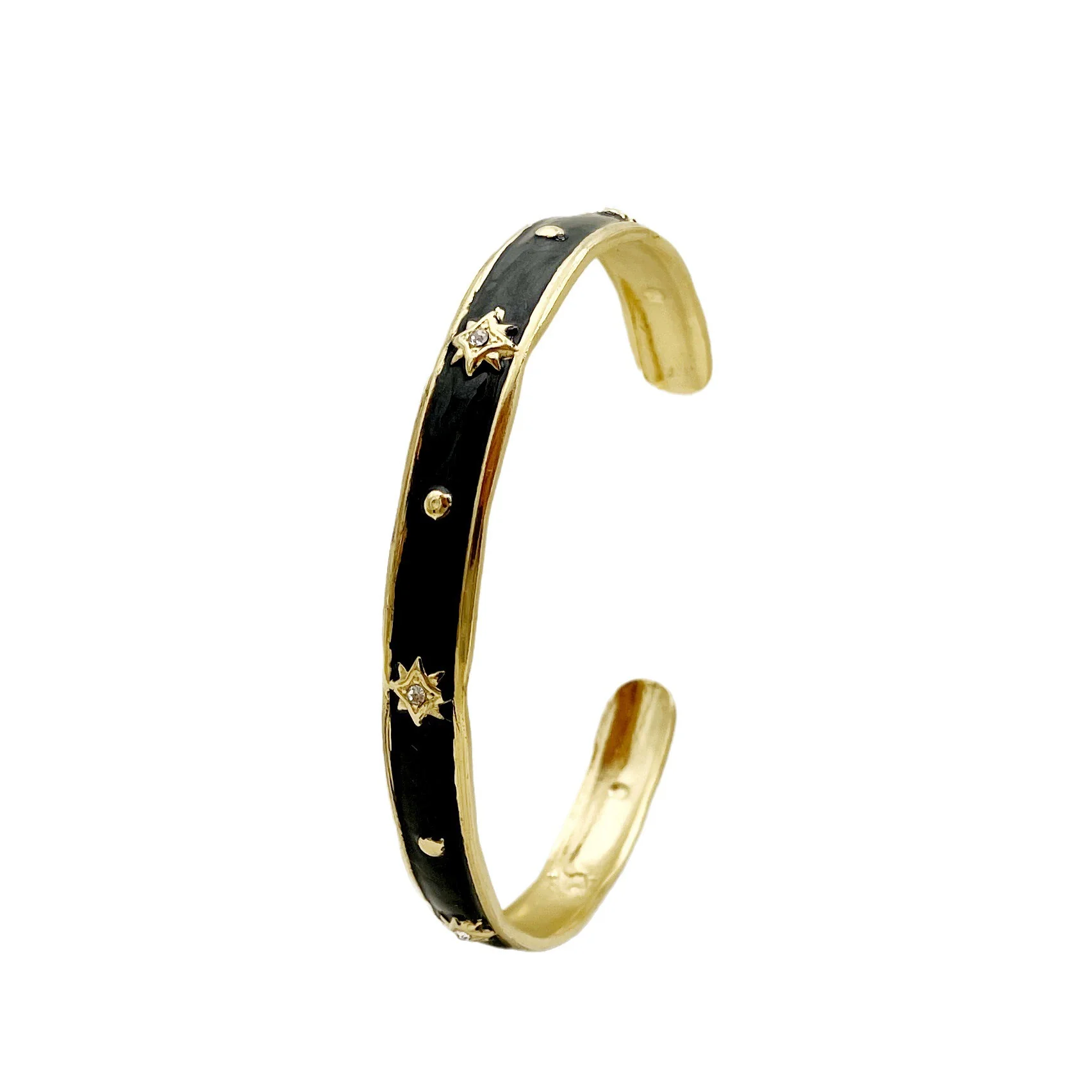Stainless Steel Enamel Oildrip Diamondencrusted Eightpointed Star Adjustable Open Bracelet With Electroplating - Image 5
