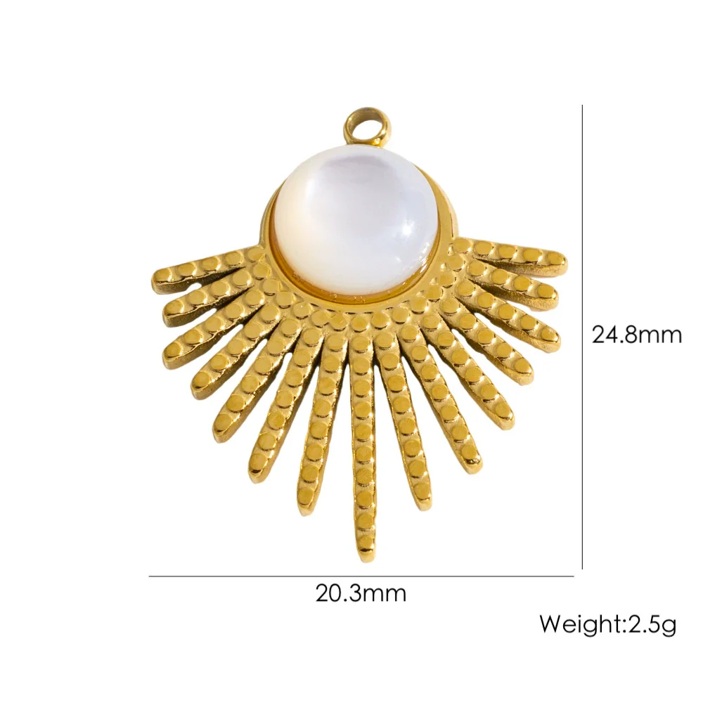 Stainless Steel Fanshaped Pendant Inlaid With Faceted Natural Stone Electroplated Diy Jewelry Accessories - Image 15