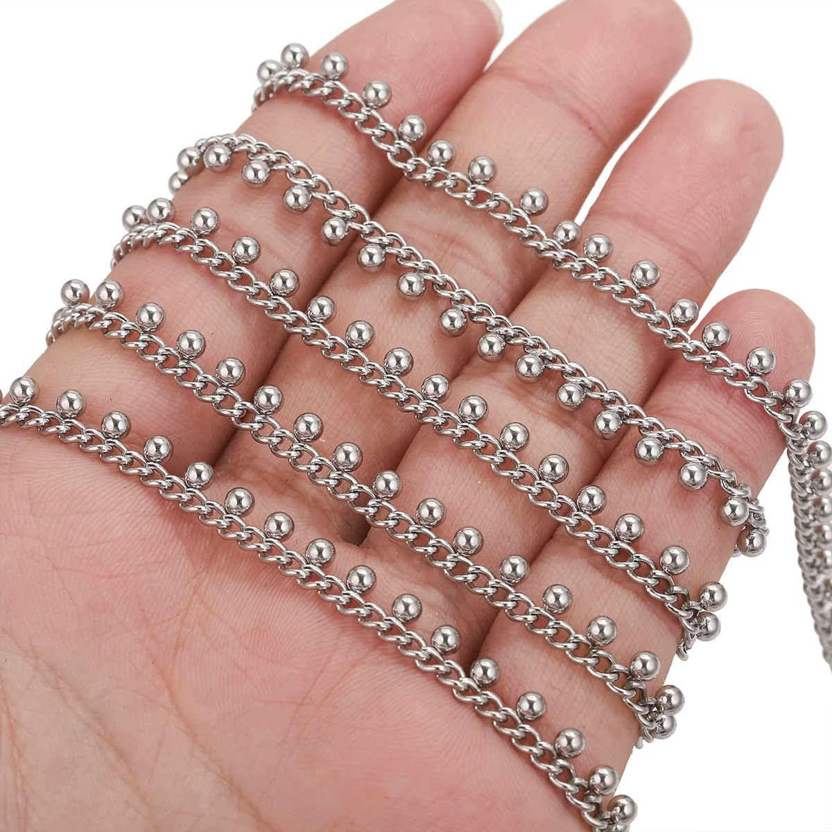 Stainless Steel Fashion Bean Chain Twist Stick Chain Jewelry Accessories For Diy Necklace Bracelet With Electroplating Treatment