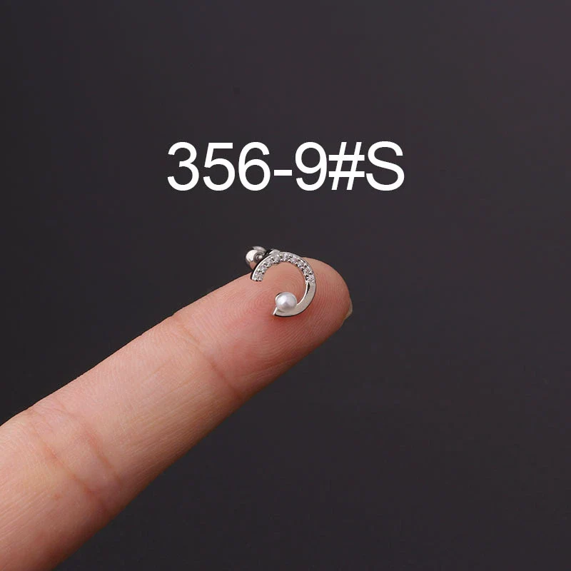 Stainless Steel Fashion Geometric Electroplated Zircon Ear Bone Puncture Earrings For Women - Image 14