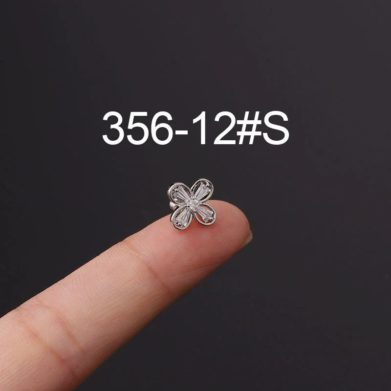 Stainless Steel Fashion Geometric Electroplated Zircon Ear Bone Puncture Earrings For Women - Image 17