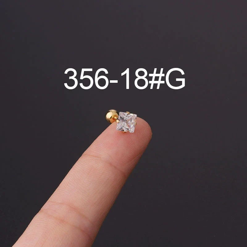 Stainless Steel Fashion Geometric Electroplated Zircon Ear Bone Puncture Earrings For Women - Image 40