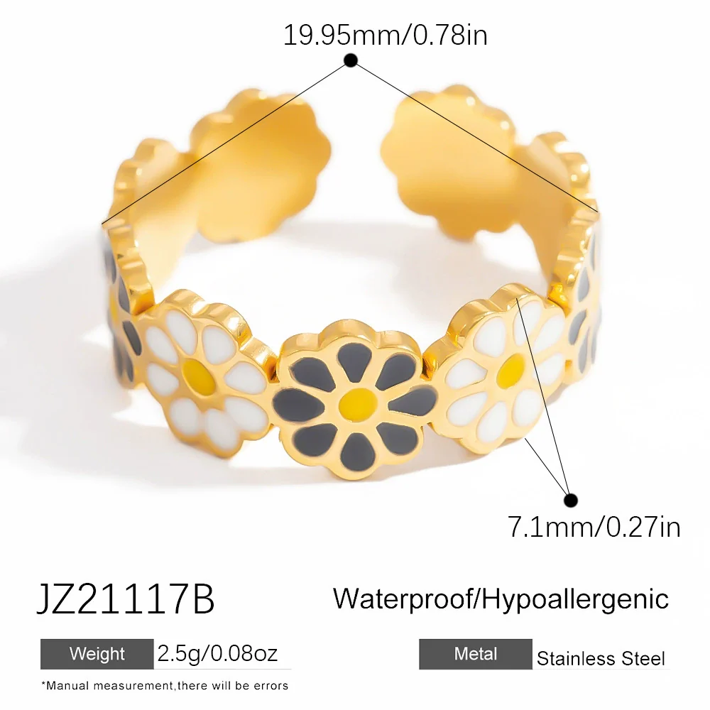 Stainless Steel Female Ring Fashion Design With Flower Pattern Electroplated - Image 10