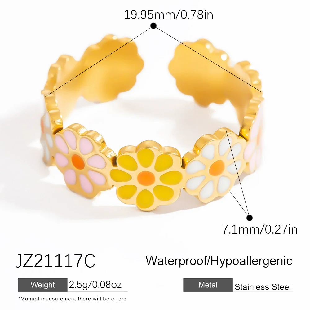 Stainless Steel Female Ring Fashion Design With Flower Pattern Electroplated - Image 11