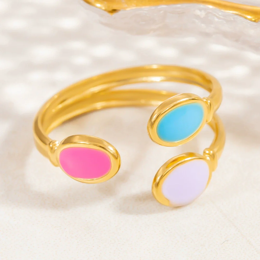 Stainless Steel Female Ring Fashion Design With Flower Pattern Electroplated - Image 3