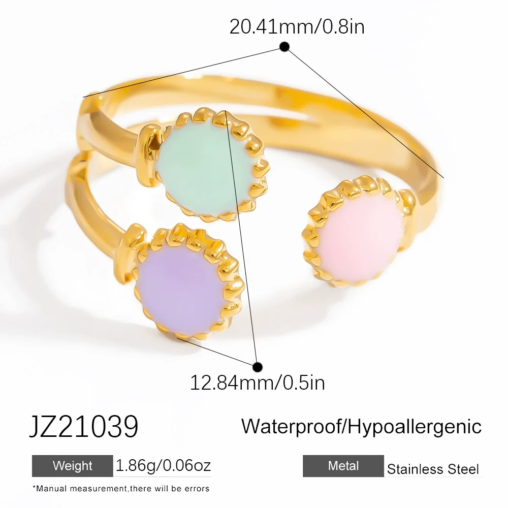 Stainless Steel Female Ring Fashion Design With Flower Pattern Electroplated - Image 8