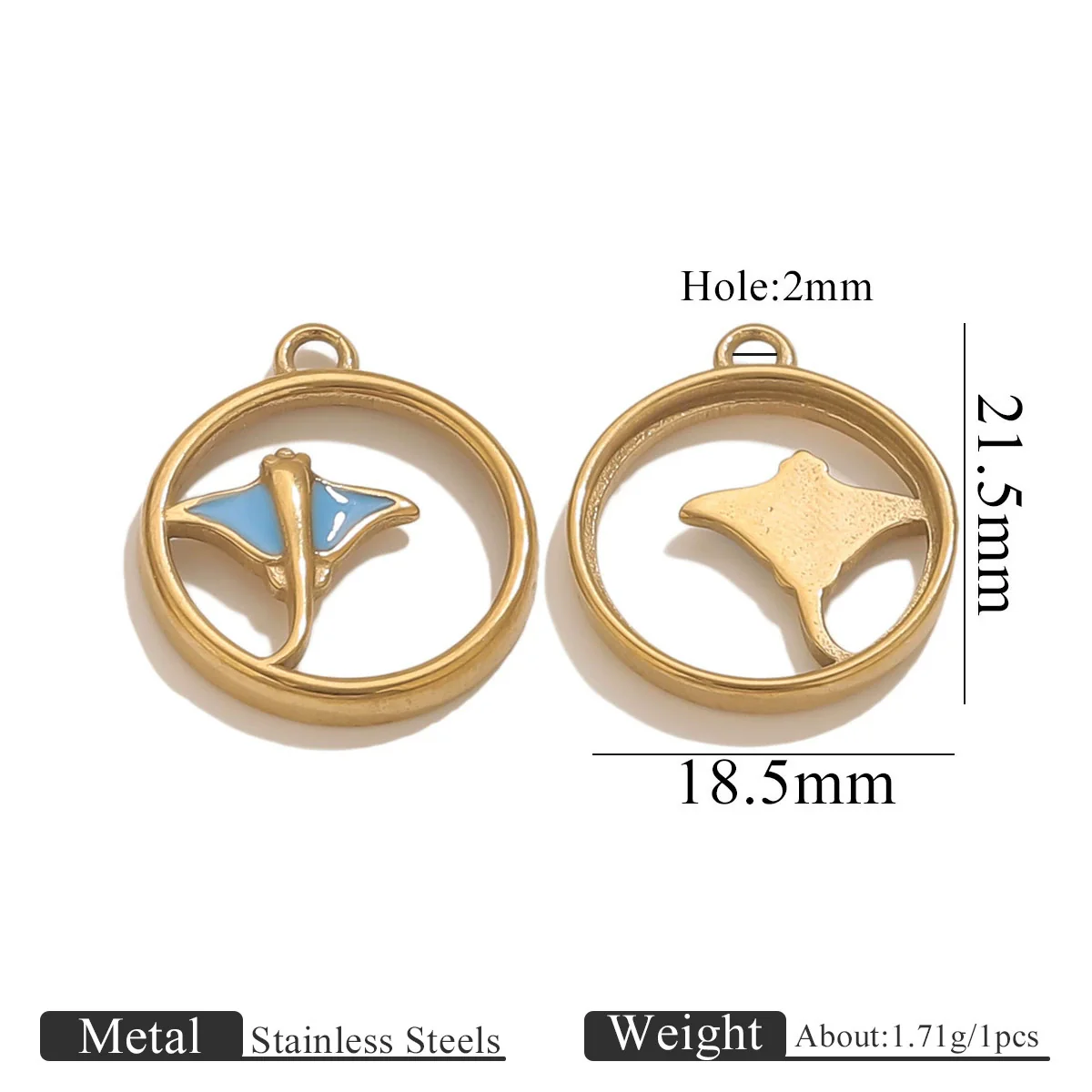 Stainless Steel Fish Octopus Shark Oil Drop Pendant Beach Jewelry Accessories Vacuum Gold Plated Electroplated - Image 6