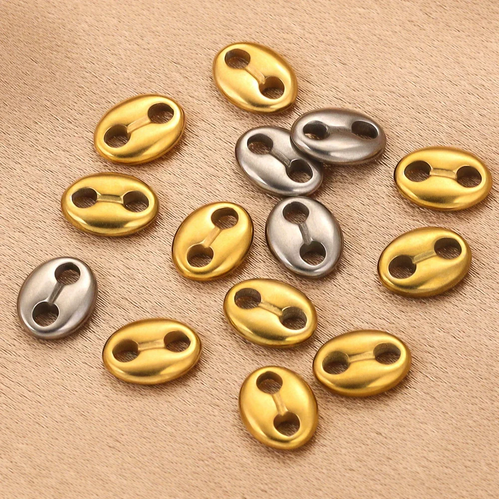Stainless Steel Fish Pattern Double Oval Bead Connector Diy Jewelry Necklace Making Supplies Accessories With 18K Electroplating - Image 2