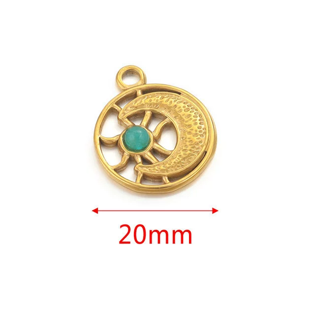 Stainless Steel Fish Pattern Natural Stone Pendant Necklace Jewelry Supplies Accessories With 18K Electroplating - Image 7