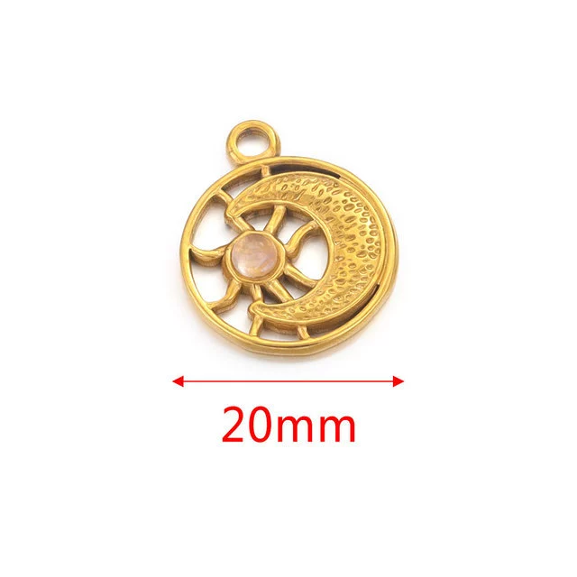 Stainless Steel Fish Pattern Natural Stone Pendant Necklace Jewelry Supplies Accessories With 18K Electroplating - Image 9