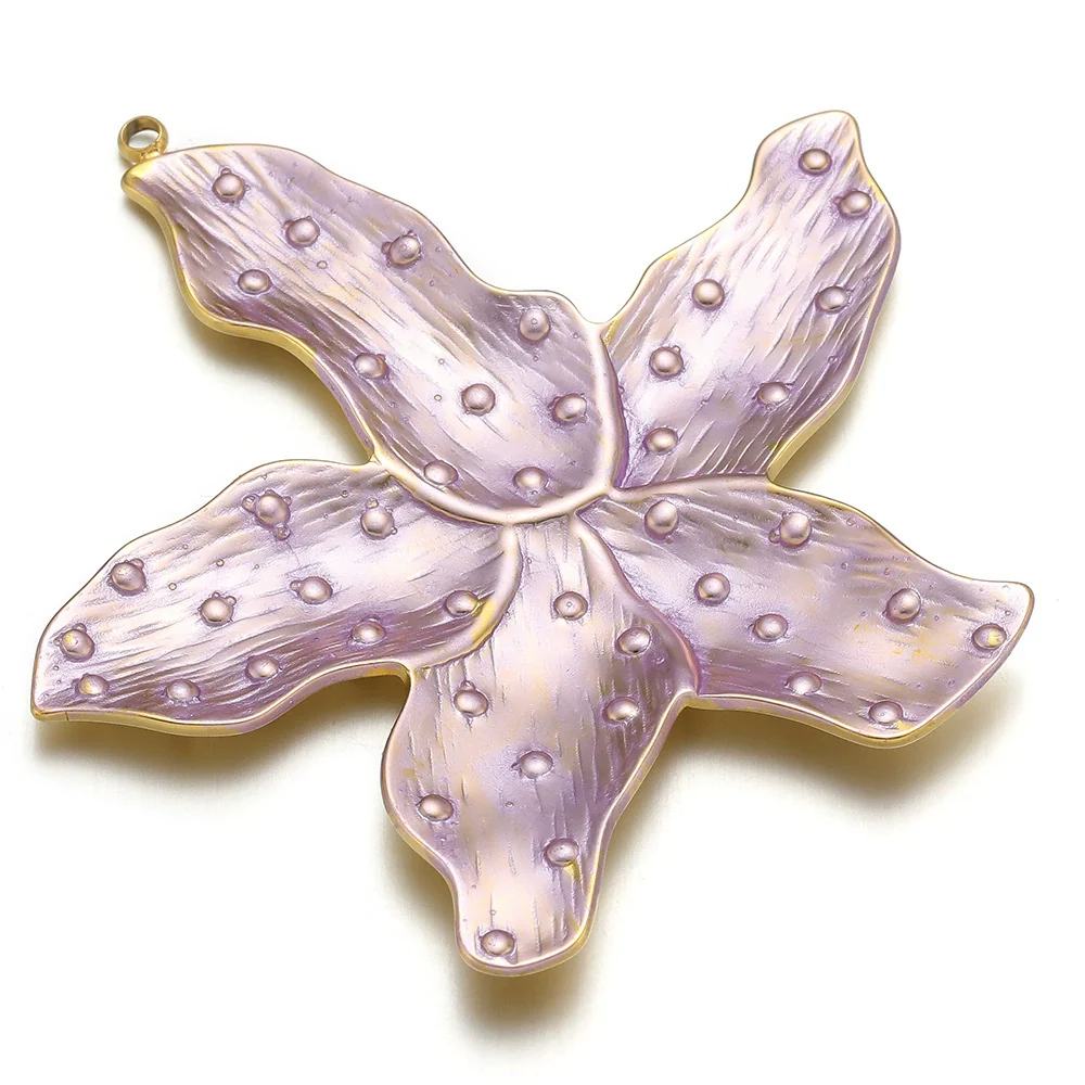 Stainless Steel Fivepetal Flower Oil Dripping Pendant Jewelry Accessories - Image 5