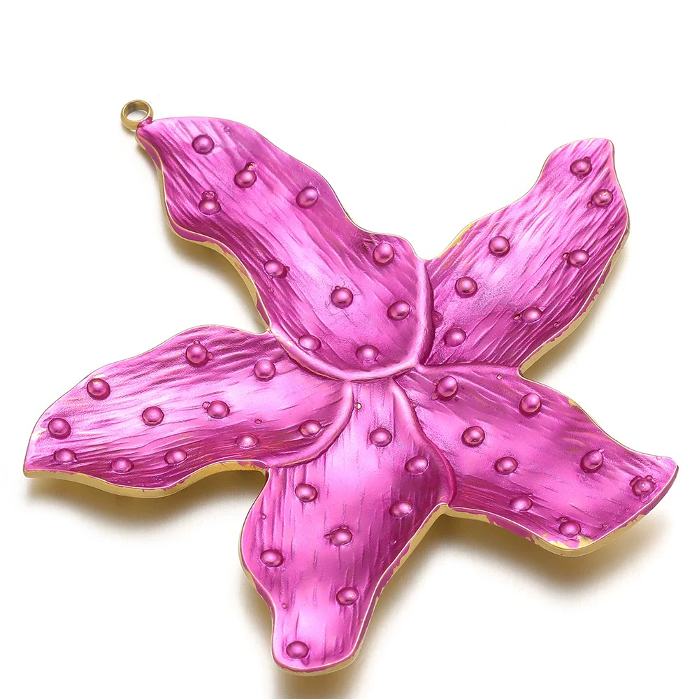 Stainless Steel Fivepetal Flower Oil Dripping Pendant Jewelry Accessories - Image 6