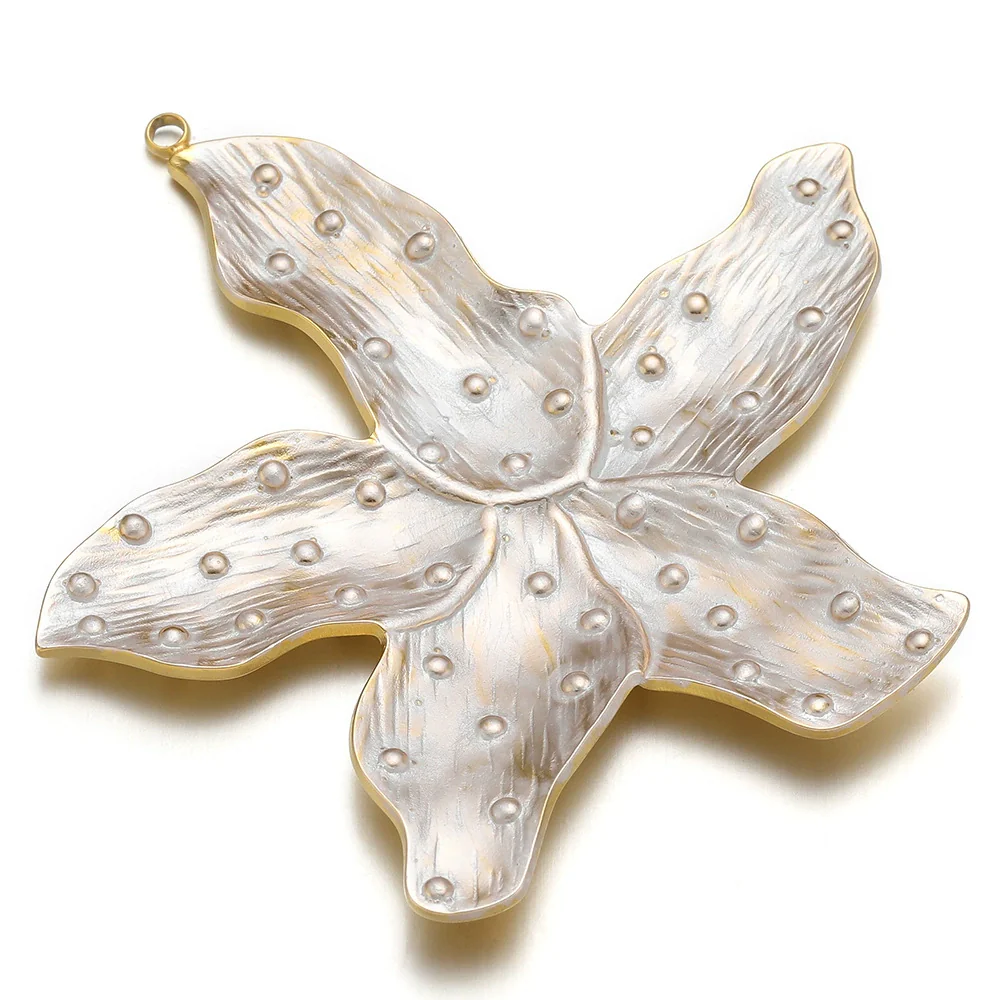 Stainless Steel Fivepetal Flower Oil Dripping Pendant Jewelry Accessories - Image 8