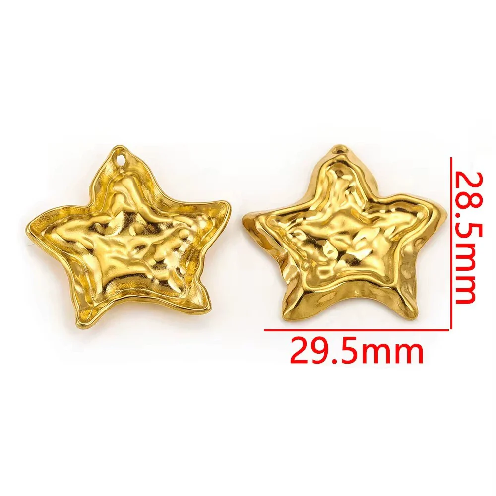 Stainless Steel Fivepointed Star And Round Shell Pendant Necklace Electroplated 18K Gold Color Diy Jewelry Accessories - Image 10