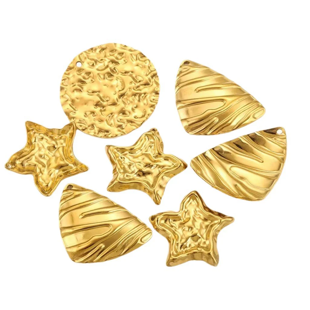Stainless Steel Fivepointed Star And Round Shell Pendant Necklace Electroplated 18K Gold Color Diy Jewelry Accessories - Image 5