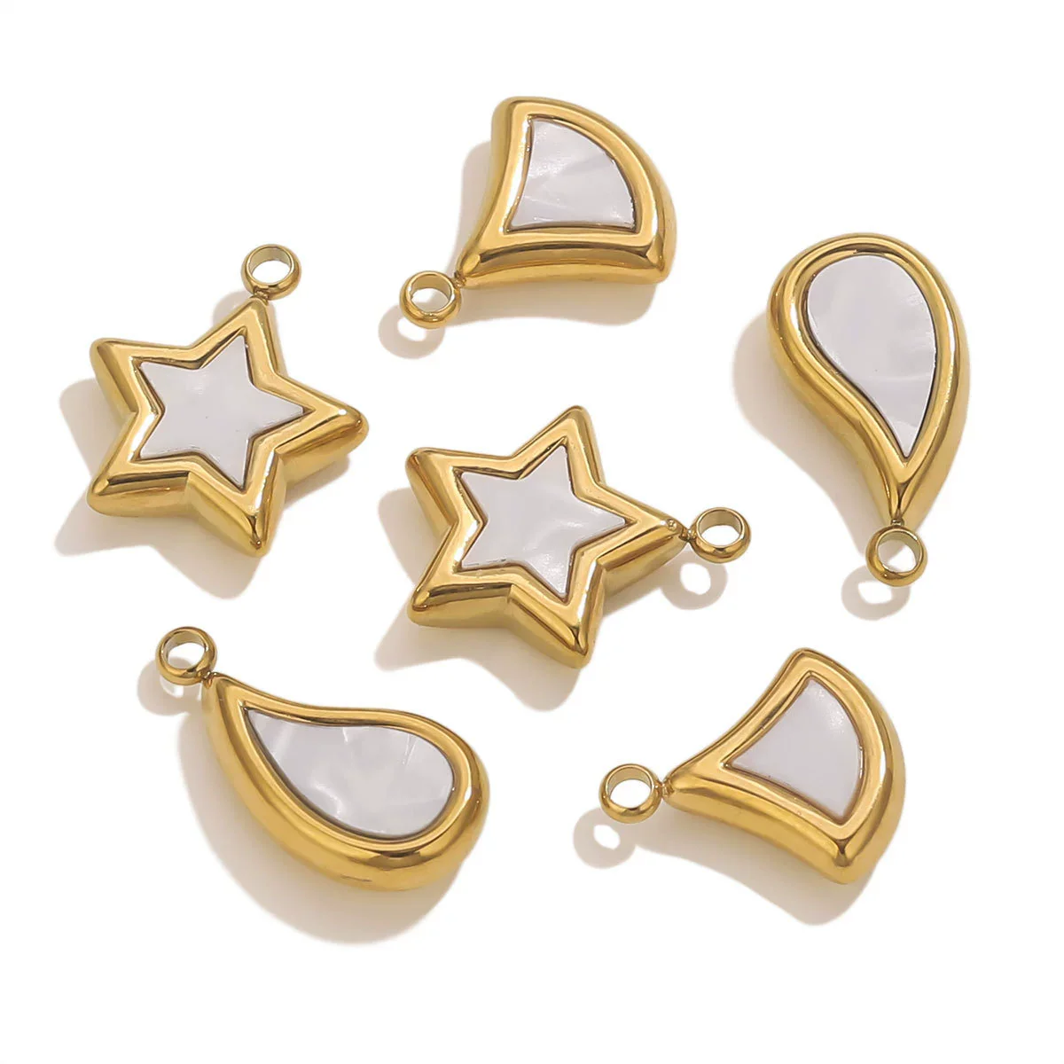 Stainless Steel Fivepointed Star Fanshaped Water Drop Pendant Electroplated Ladies Necklace Accessory - Image 4