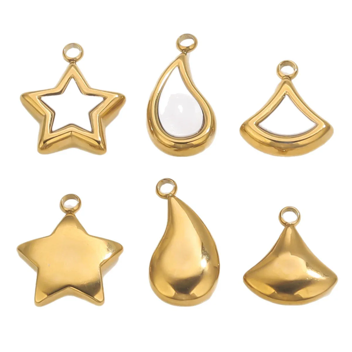 Stainless Steel Fivepointed Star Fanshaped Water Drop Pendant Electroplated Ladies Necklace Accessory - Image 5