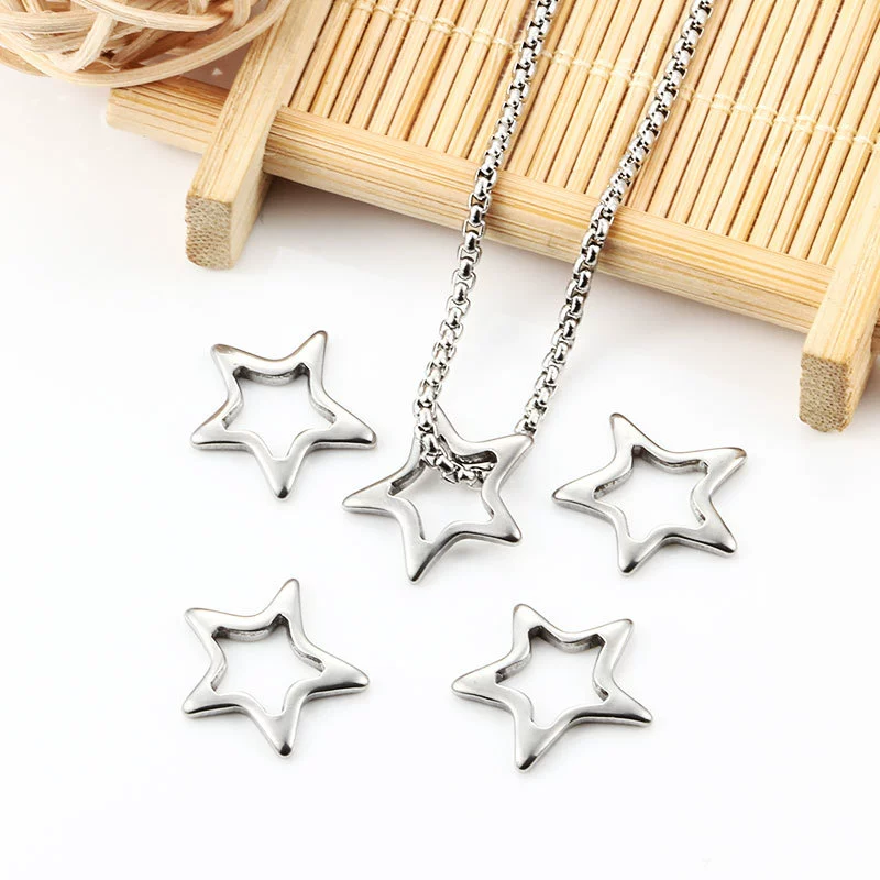 Stainless Steel Fivepointed Star Jewelry Accessories Pendant For Diy Necklace Bracelet Earrings Electroplated Simple Fashion - Image 2
