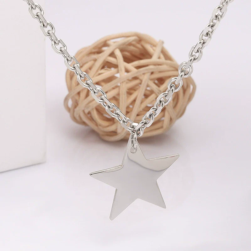 Stainless Steel Fivepointed Star Polished Pendant Jewelry - Image 3