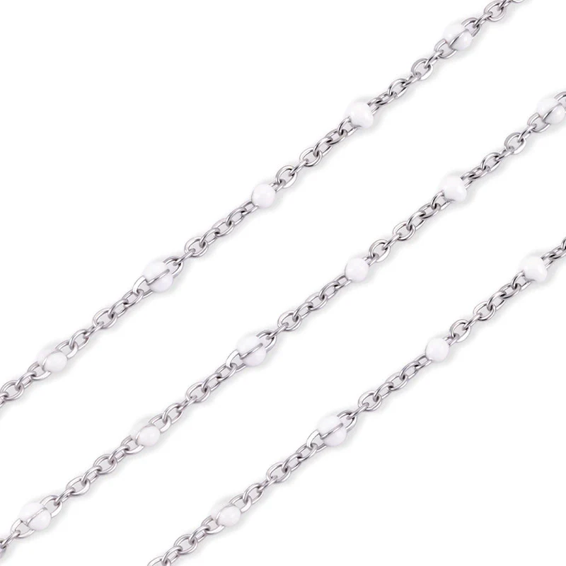 Stainless Steel Flat Cross Epoxy Chain Oil Dripping Nonfading Necklace Bracelet With Electrolytic Brightening And Oval Pattern Diy - Image 5