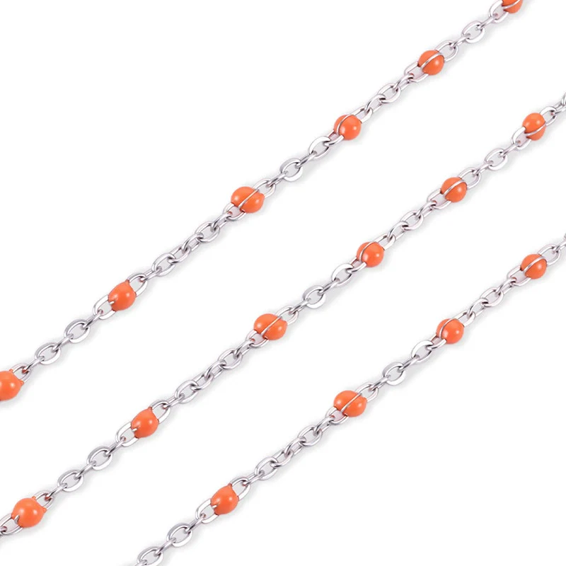 Stainless Steel Flat Cross Epoxy Chain Oil Dripping Nonfading Necklace Bracelet With Electrolytic Brightening And Oval Pattern Diy - Image 9