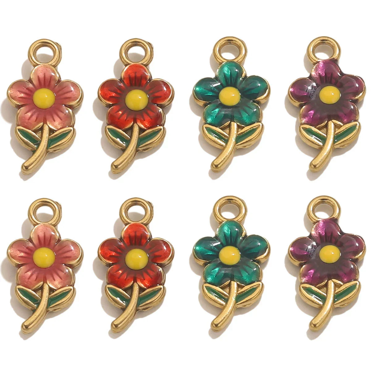 Stainless Steel Flowershaped Doublesided Oil Drop Diy Pendant Jewelry Accessories - Image 3
