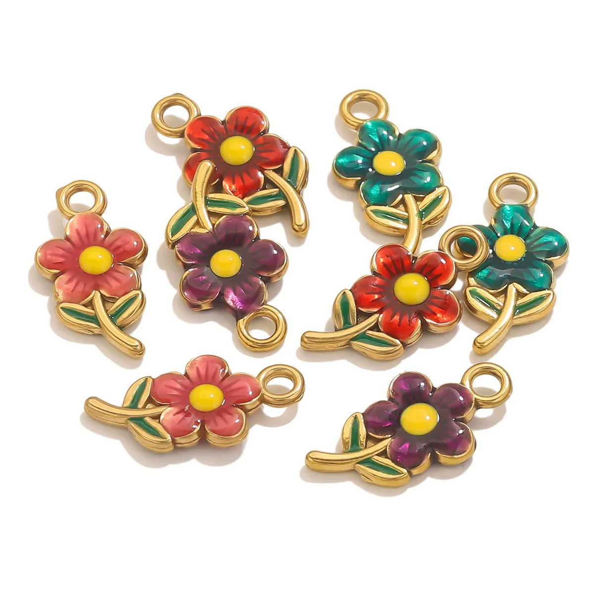Stainless Steel Flowershaped Doublesided Oil Drop Diy Pendant Jewelry Accessories - Image 4