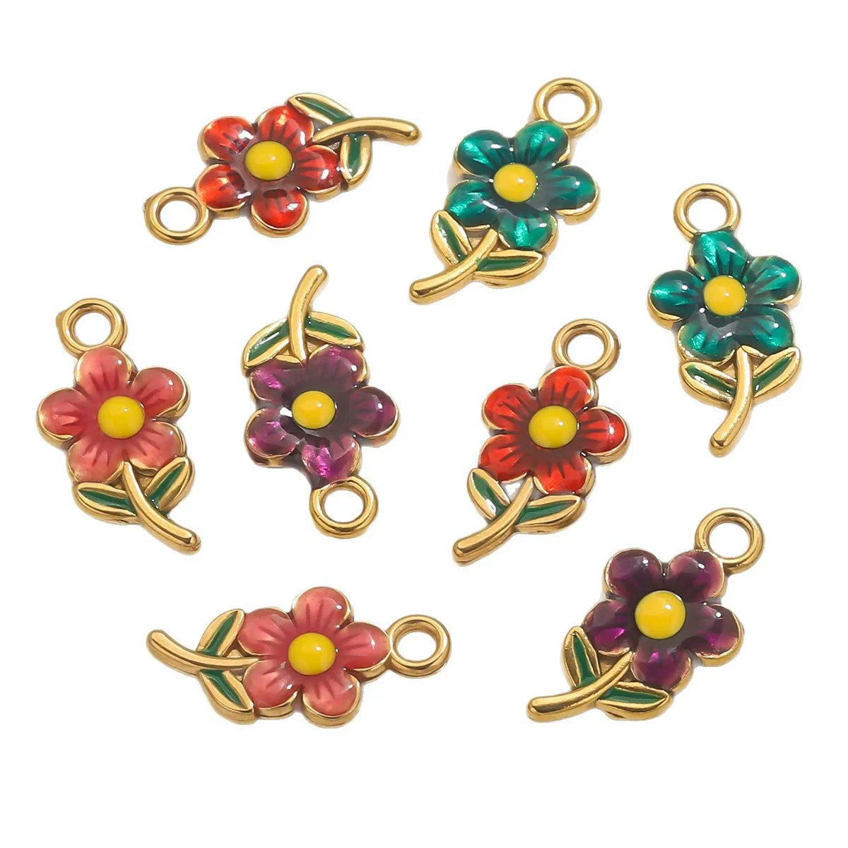 Stainless Steel Flowershaped Doublesided Oil Drop Diy Pendant Jewelry Accessories - Image 5