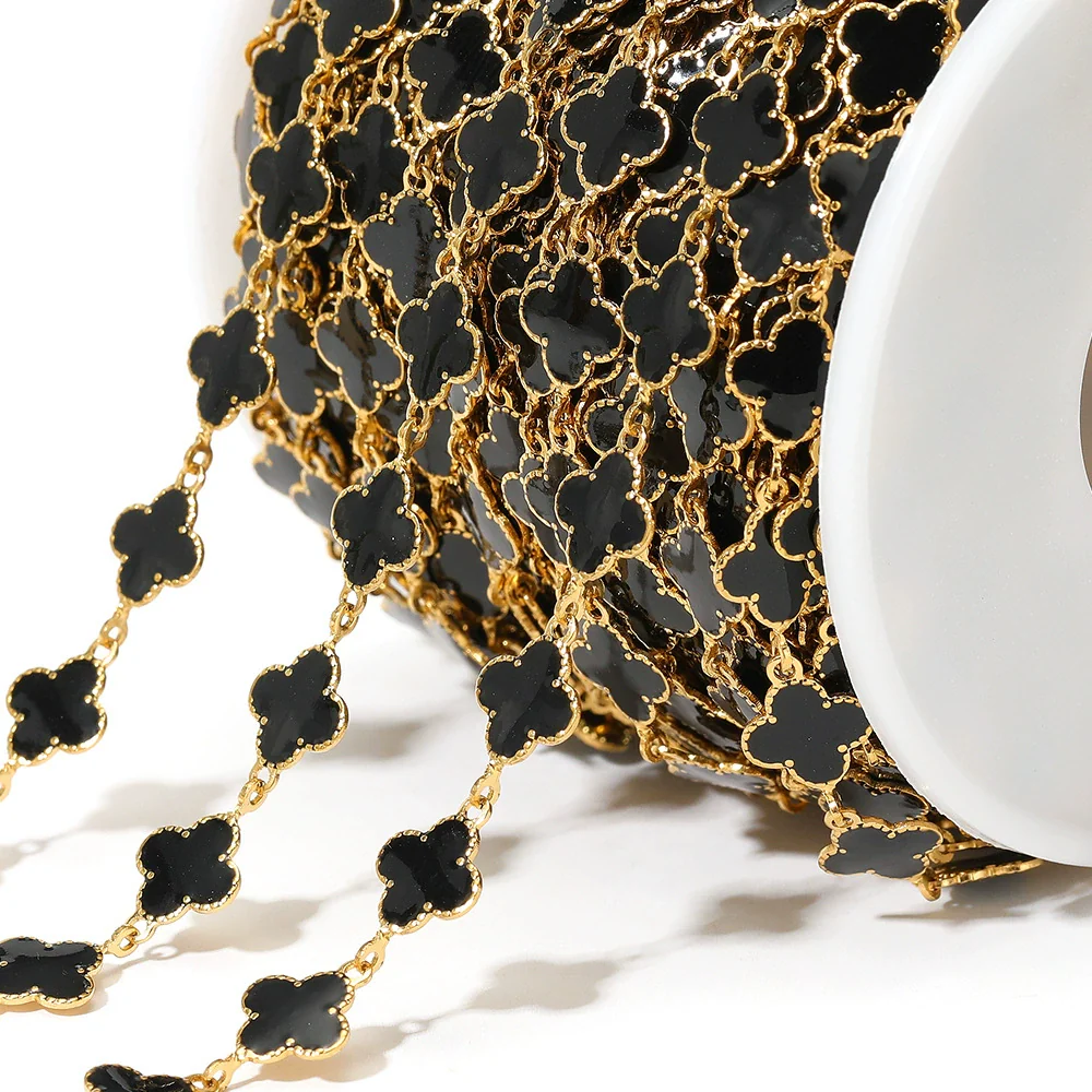Stainless Steel Fourleaf Clover Enamel Chain Oil Drop Diy Fashion Necklace Bracelet Accessories - Image 5