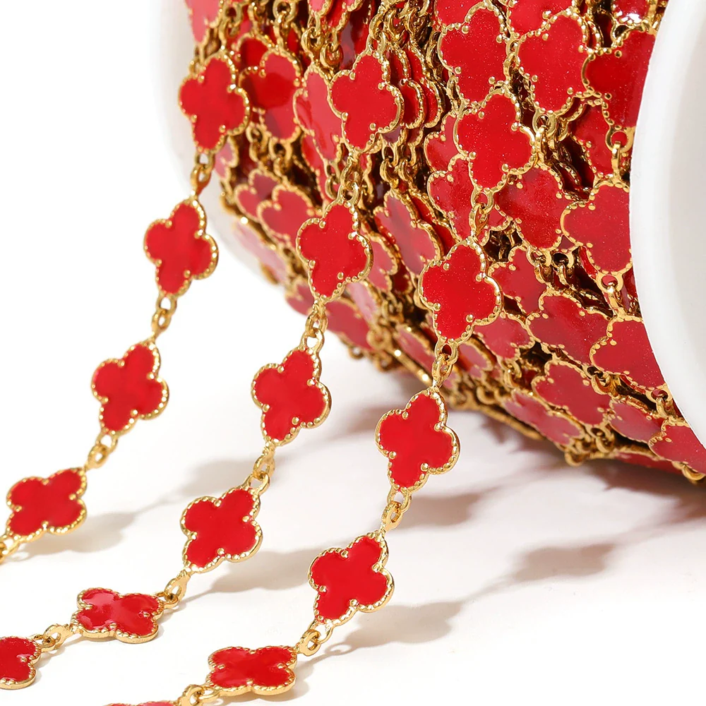 Stainless Steel Fourleaf Clover Enamel Chain Oil Drop Diy Fashion Necklace Bracelet Accessories - Image 7