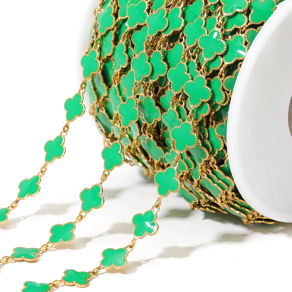 Stainless Steel Fourleaf Clover Enamel Chain Oil Drop Diy Fashion Necklace Bracelet Accessories - Image 8