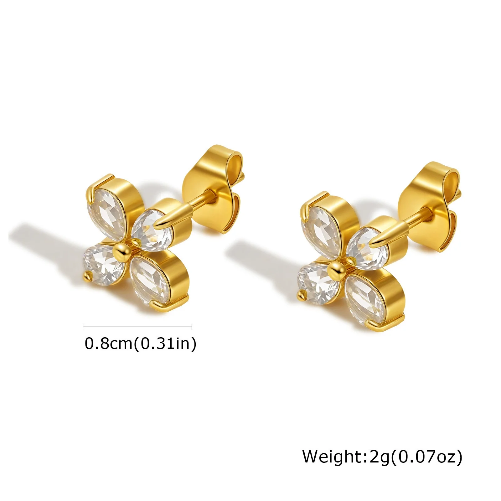 Stainless Steel Fourpetal Flower Earrings For Women Electroplated Jewelry - Image 6