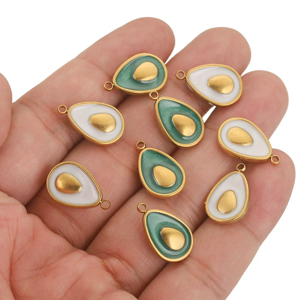 Stainless Steel Fruit Style Avocado And Fish Pattern Pendant Jewelry With 18K Electroplating - Image 2