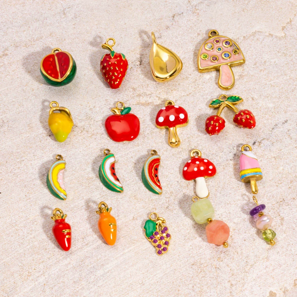 Stainless Steel Fruit Style Oil Dripping Jewelry Accessories Necklace Pendant