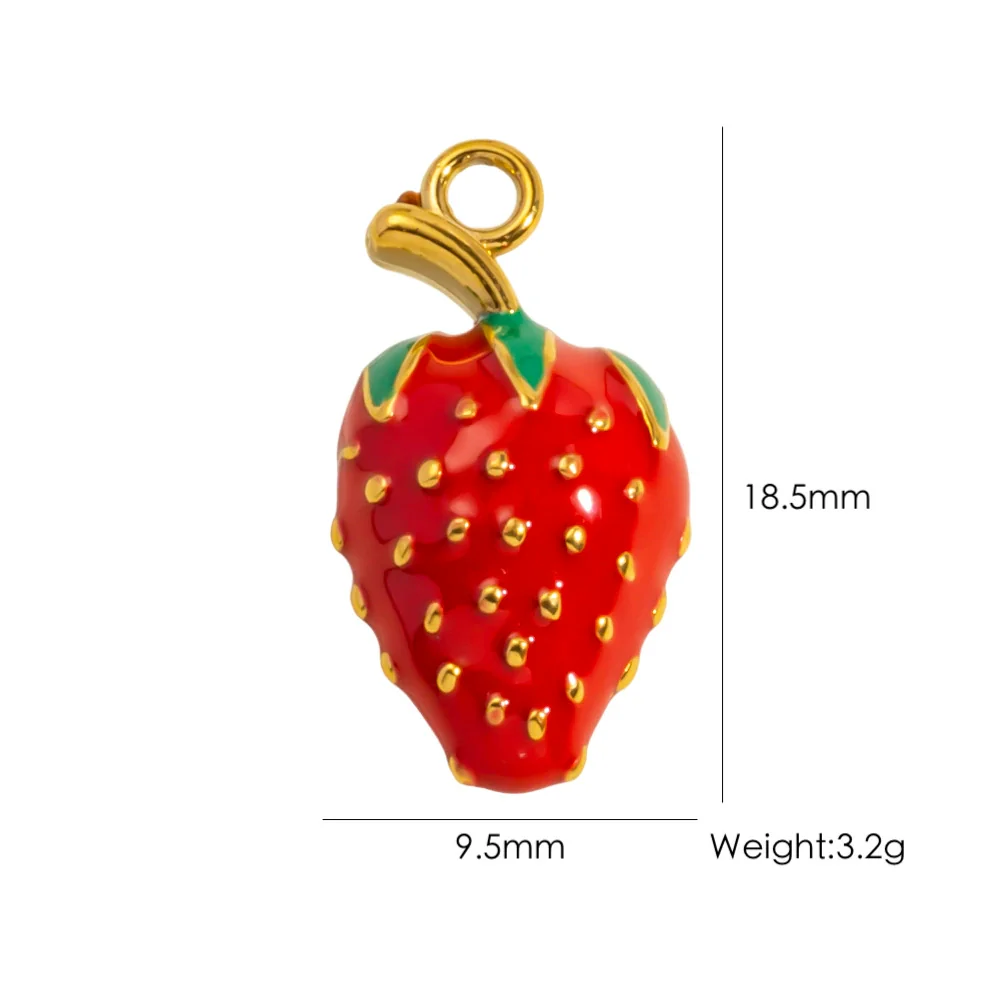 Stainless Steel Fruit Style Oil Dripping Jewelry Accessories Necklace Pendant - Image 19