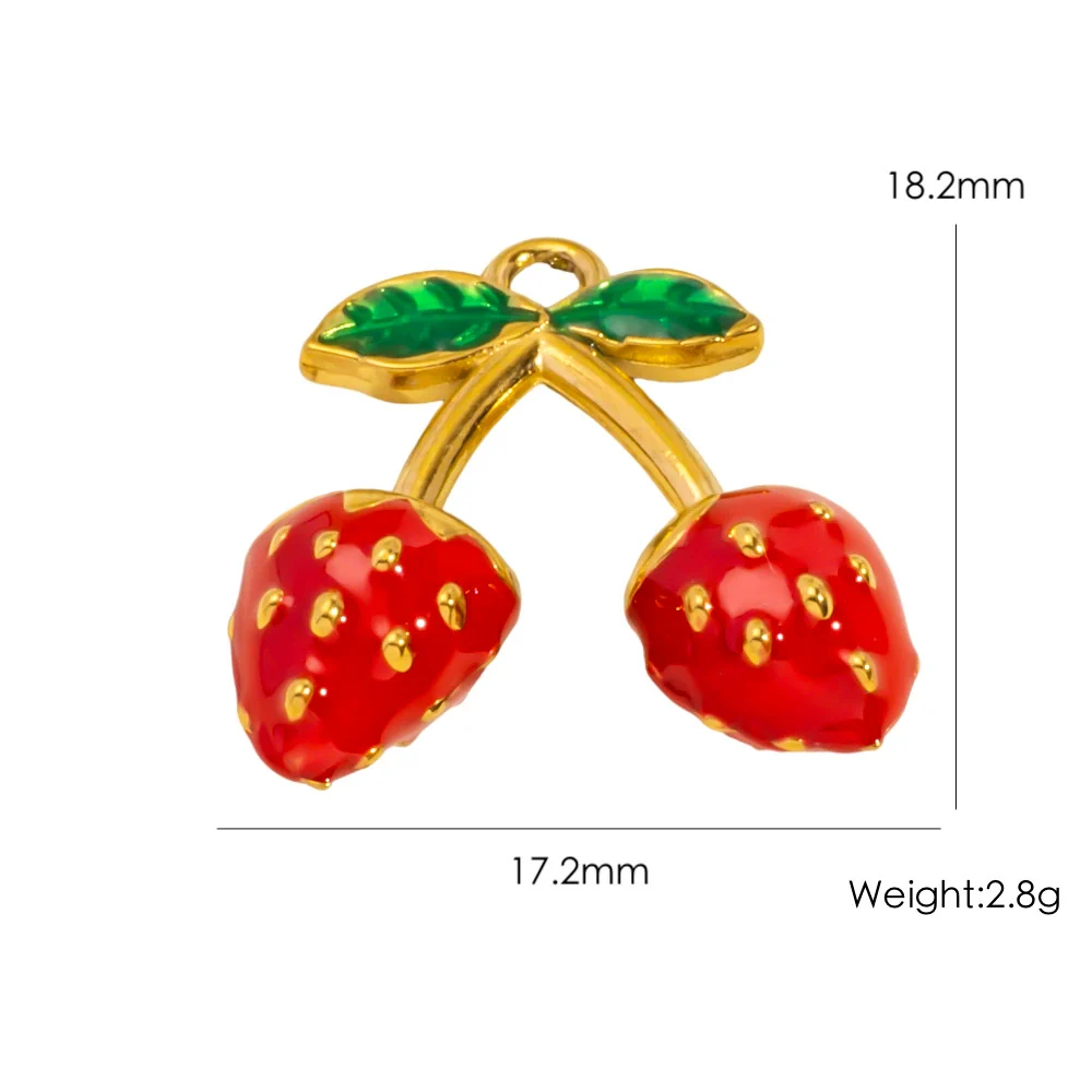 Stainless Steel Fruit Style Oil Dripping Jewelry Accessories Necklace Pendant - Image 21