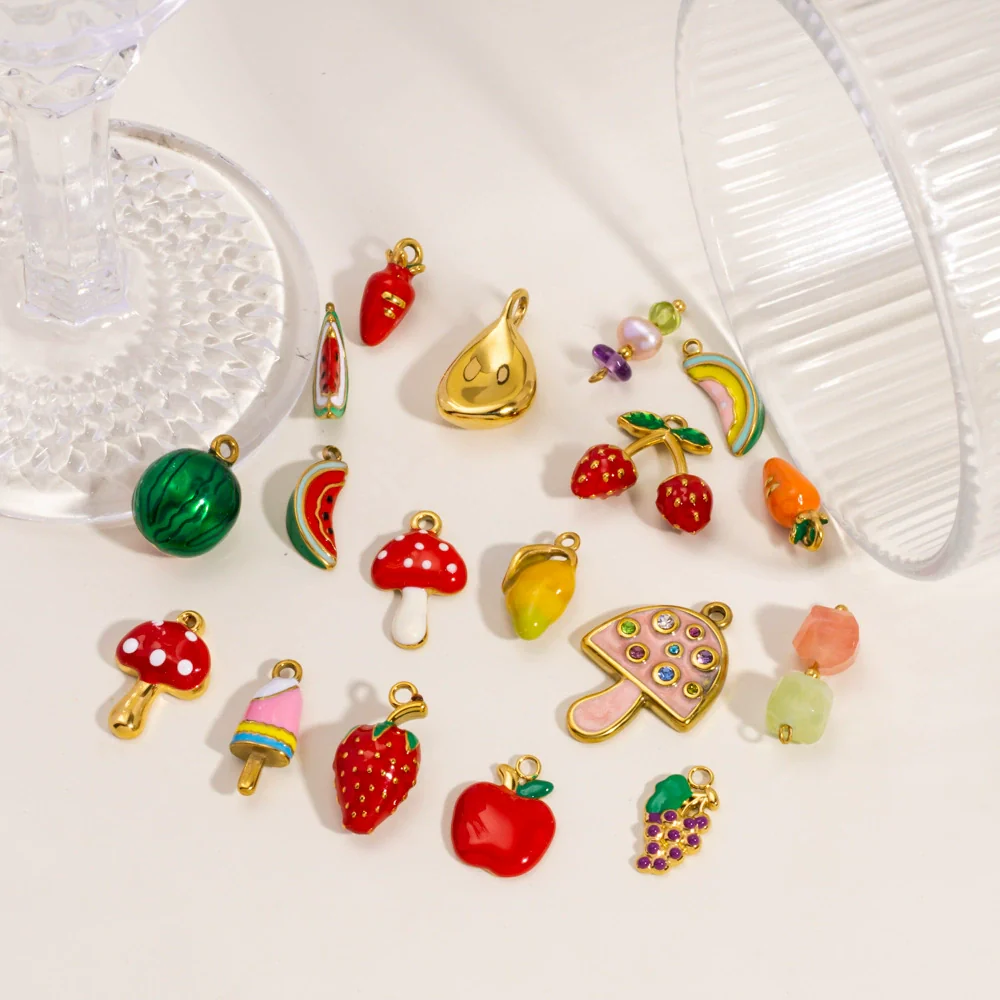 Stainless Steel Fruit Style Oil Dripping Jewelry Accessories Necklace Pendant - Image 4