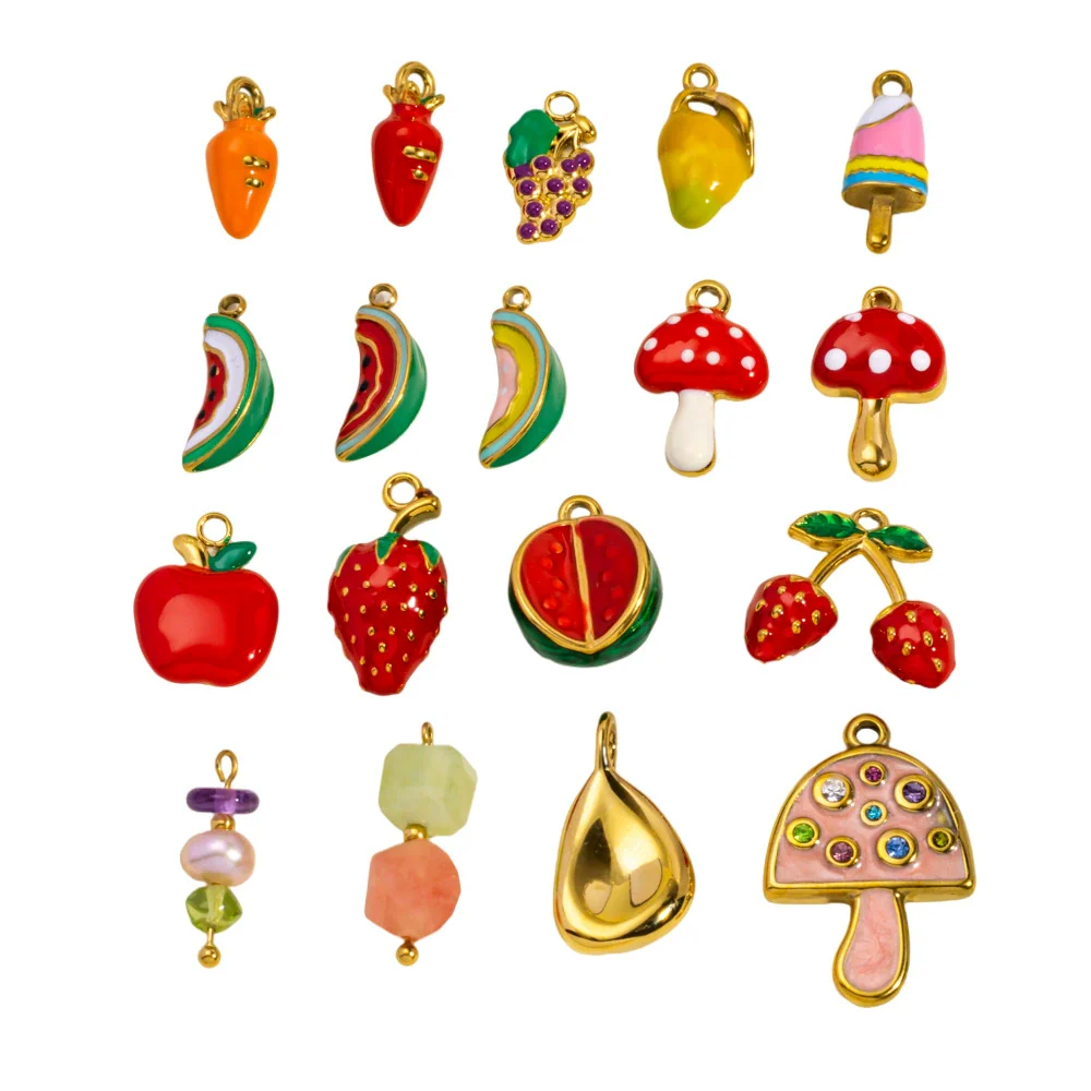 Stainless Steel Fruit Style Oil Dripping Jewelry Accessories Necklace Pendant - Image 5
