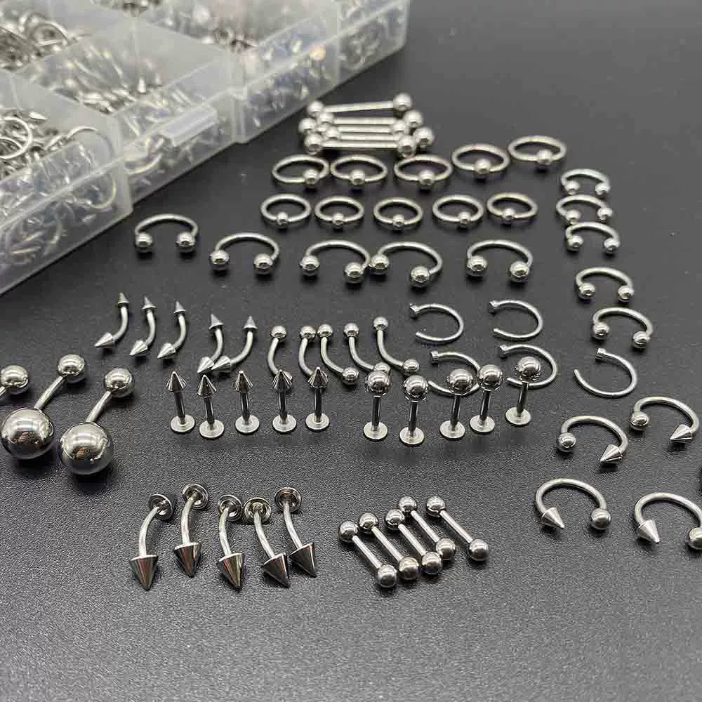 Stainless Steel Geometric Body Piercing Jewelry Electroplating Unisex Nose Ring Eyebrow Nail Lip Tongue Navel Ring