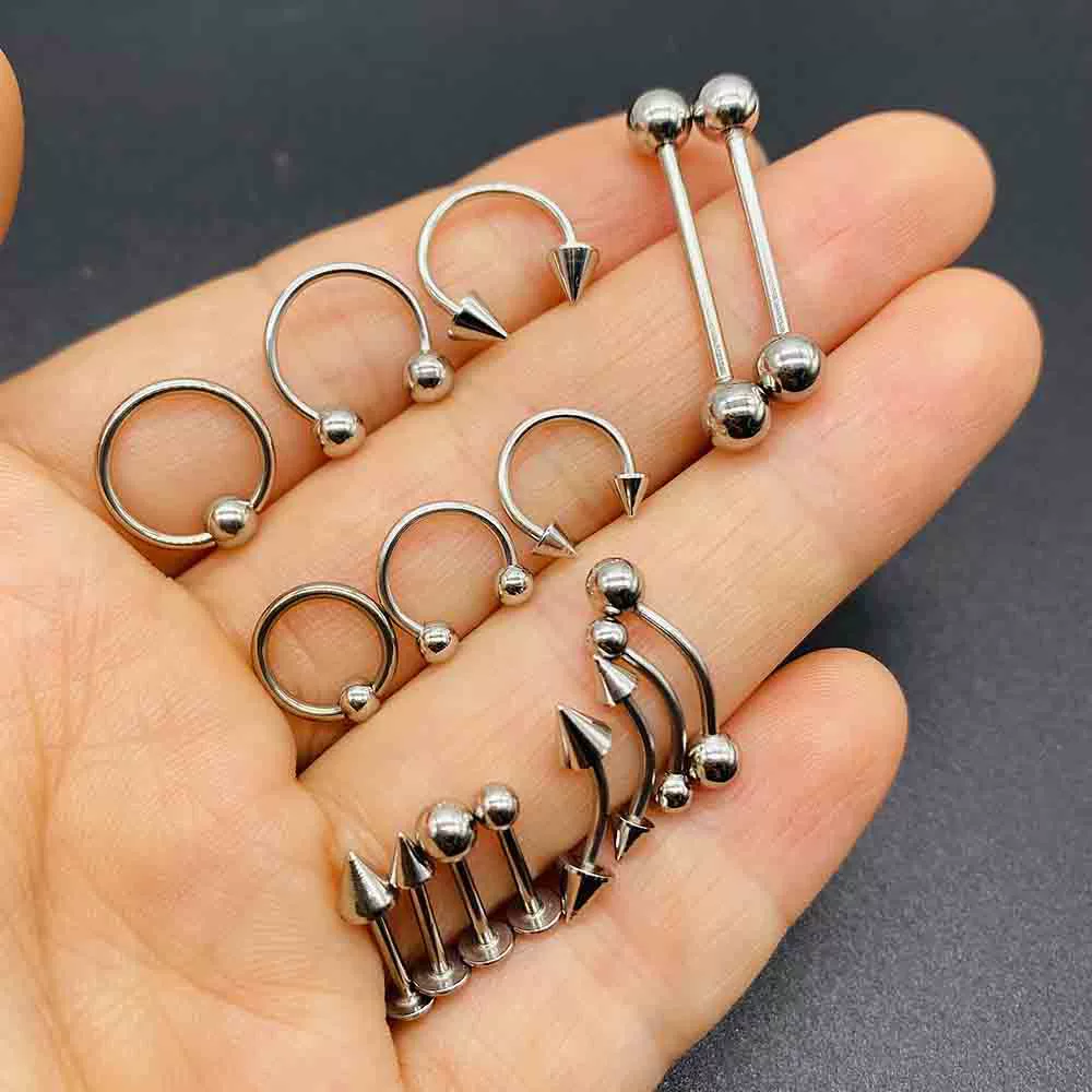 Stainless Steel Geometric Body Piercing Jewelry Electroplating Unisex Nose Ring Eyebrow Nail Lip Tongue Navel Ring - Image 3