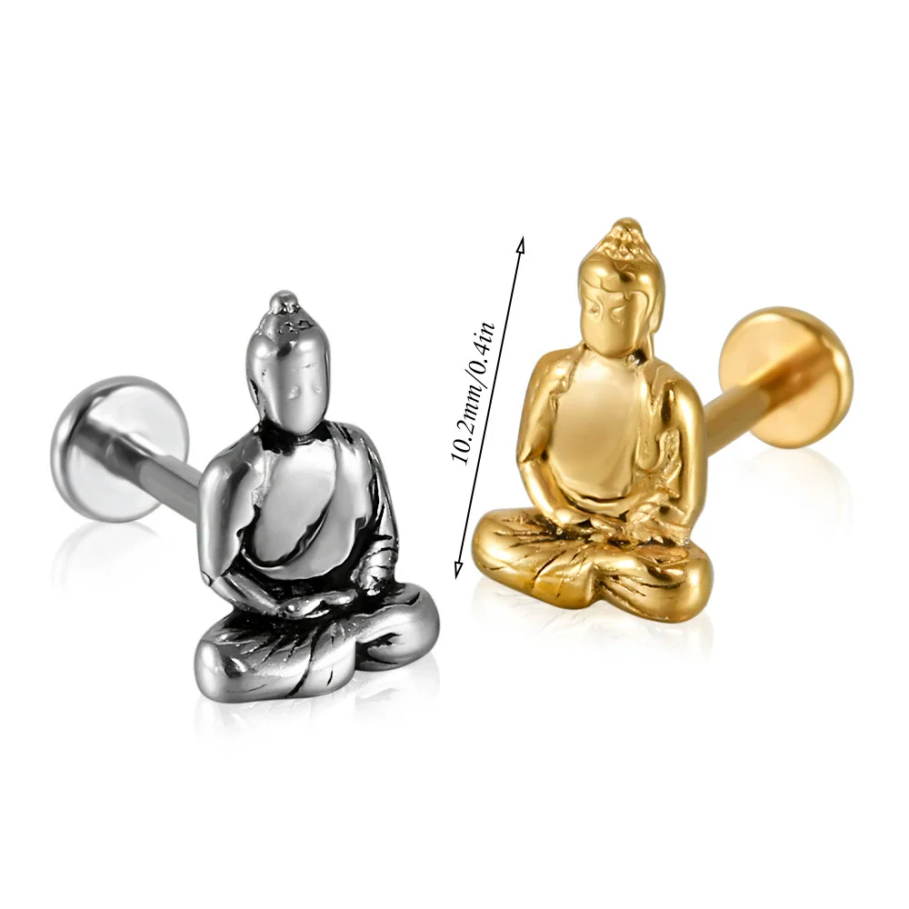 Stainless Steel Geometric Butterfly Love Lip Nail Four Leaf Clover Star Inner Teeth T Shaped Puncture Earrings Electroplated - Image 19