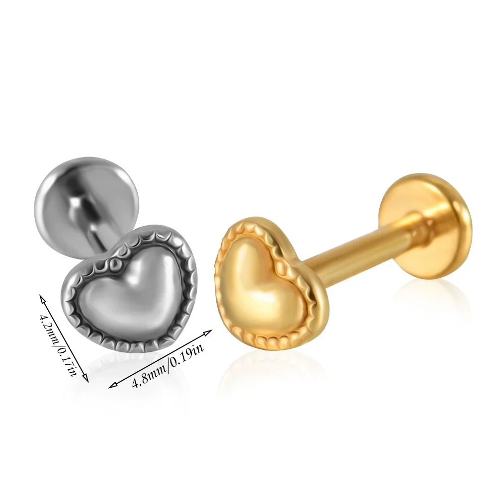 Stainless Steel Geometric Butterfly Love Lip Nail Four Leaf Clover Star Inner Teeth T Shaped Puncture Earrings Electroplated - Image 8
