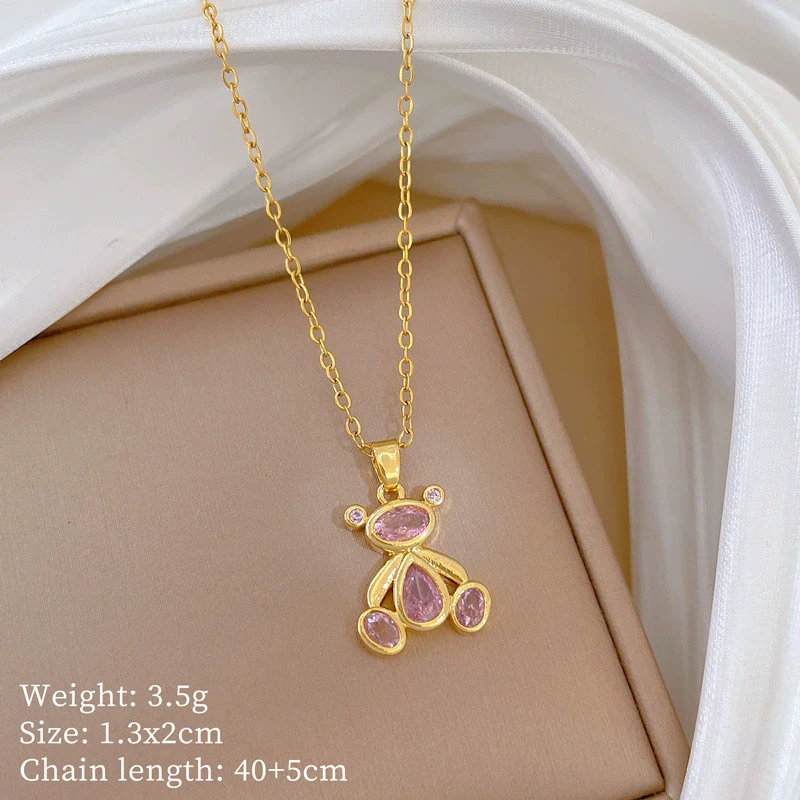 Stainless Steel Geometric Cartoon Style Full Diamond Necklace For Women And Men - Image 6