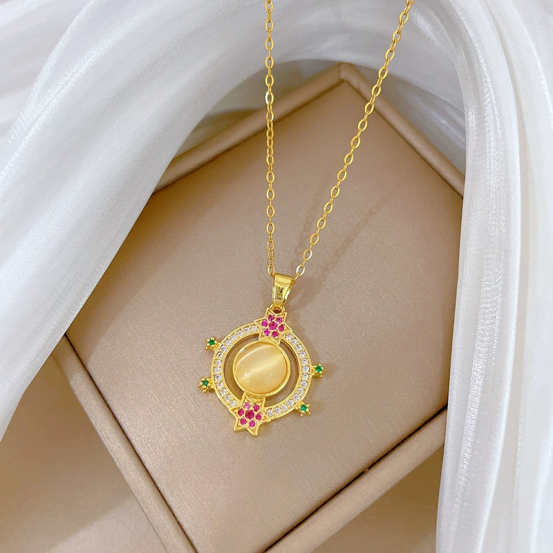 Stainless Steel Geometric Cartoon Style Ring And Necklace - Image 4